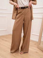 Pantaloni in viscosa stropicciata deserto con cintura - HaveOne