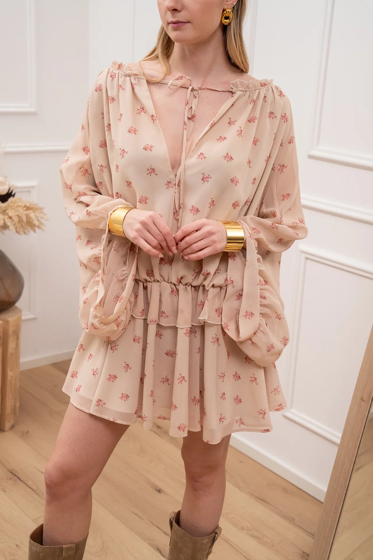 Vestito in crepe burro fiori rosa - Vicolo