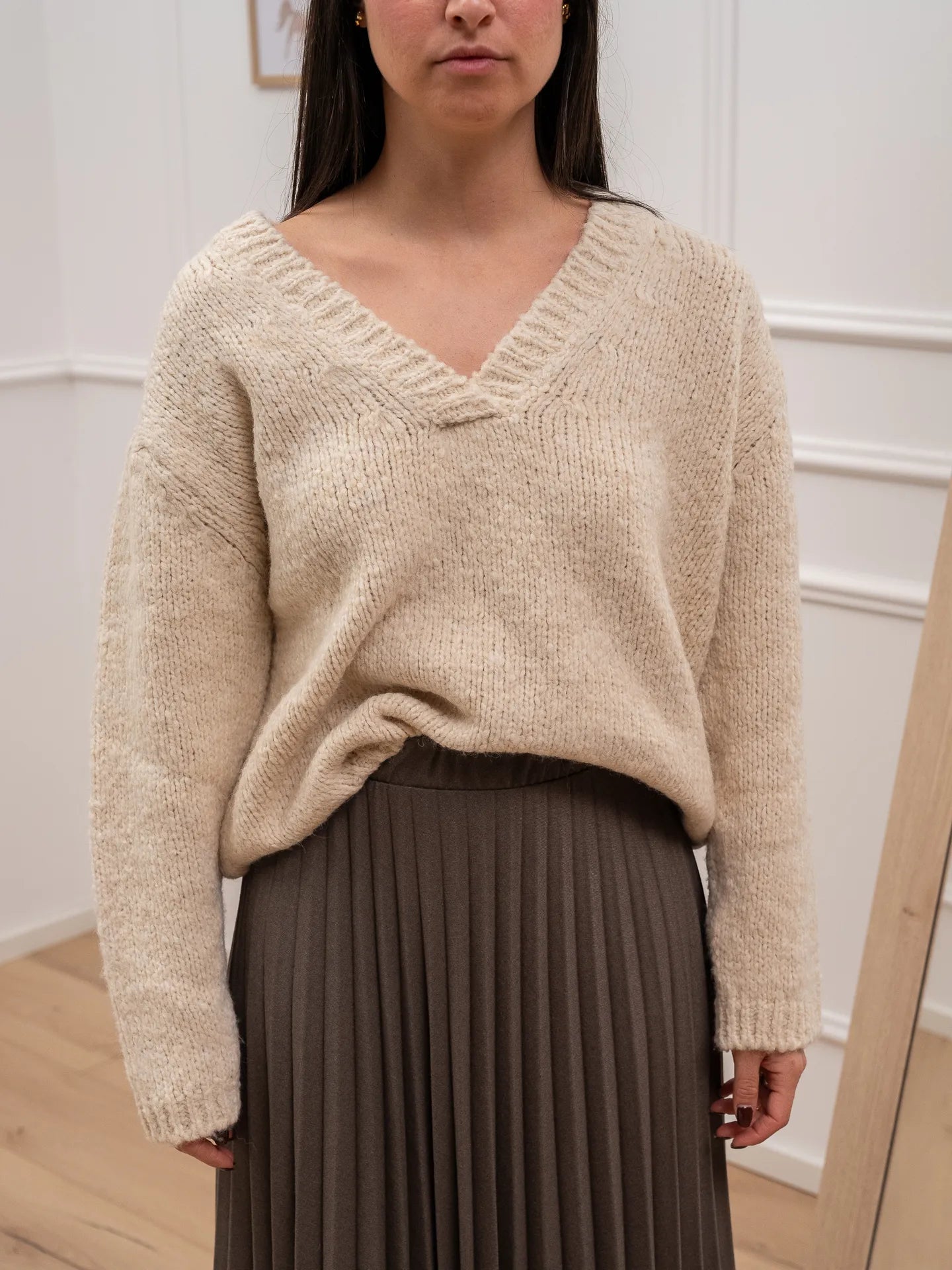 Maglia naturale scollo a v - Vicolo