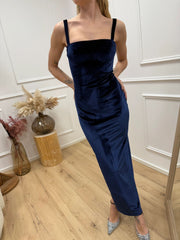 Vestito midi in velluto blu - Silence Limited
