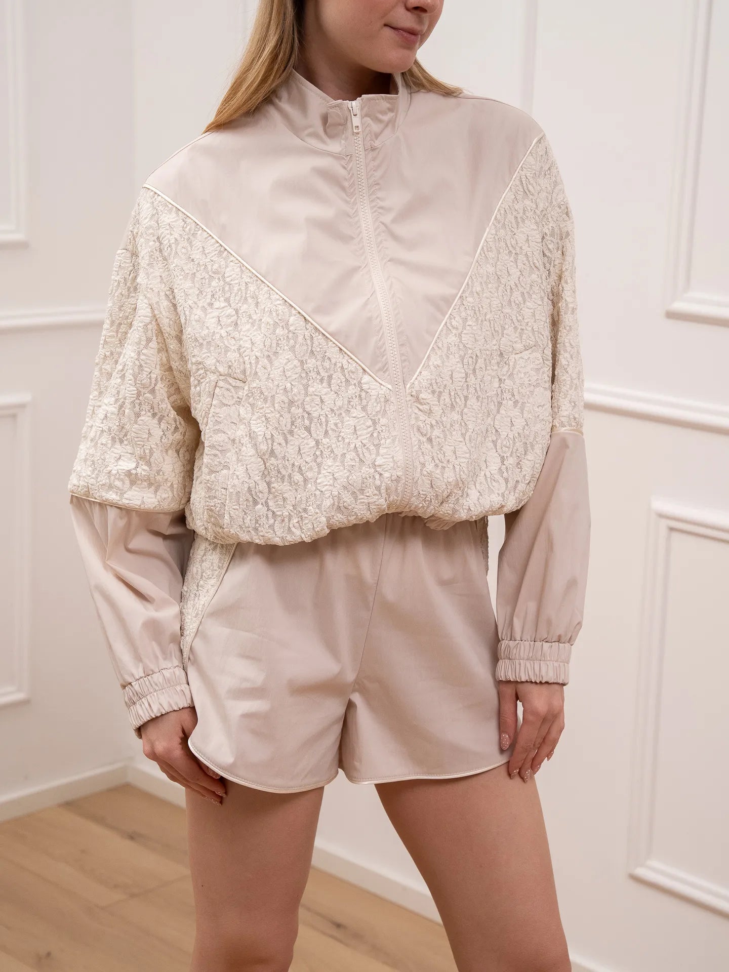 Bomber gesso dettaglio in pizzo - HaveOne