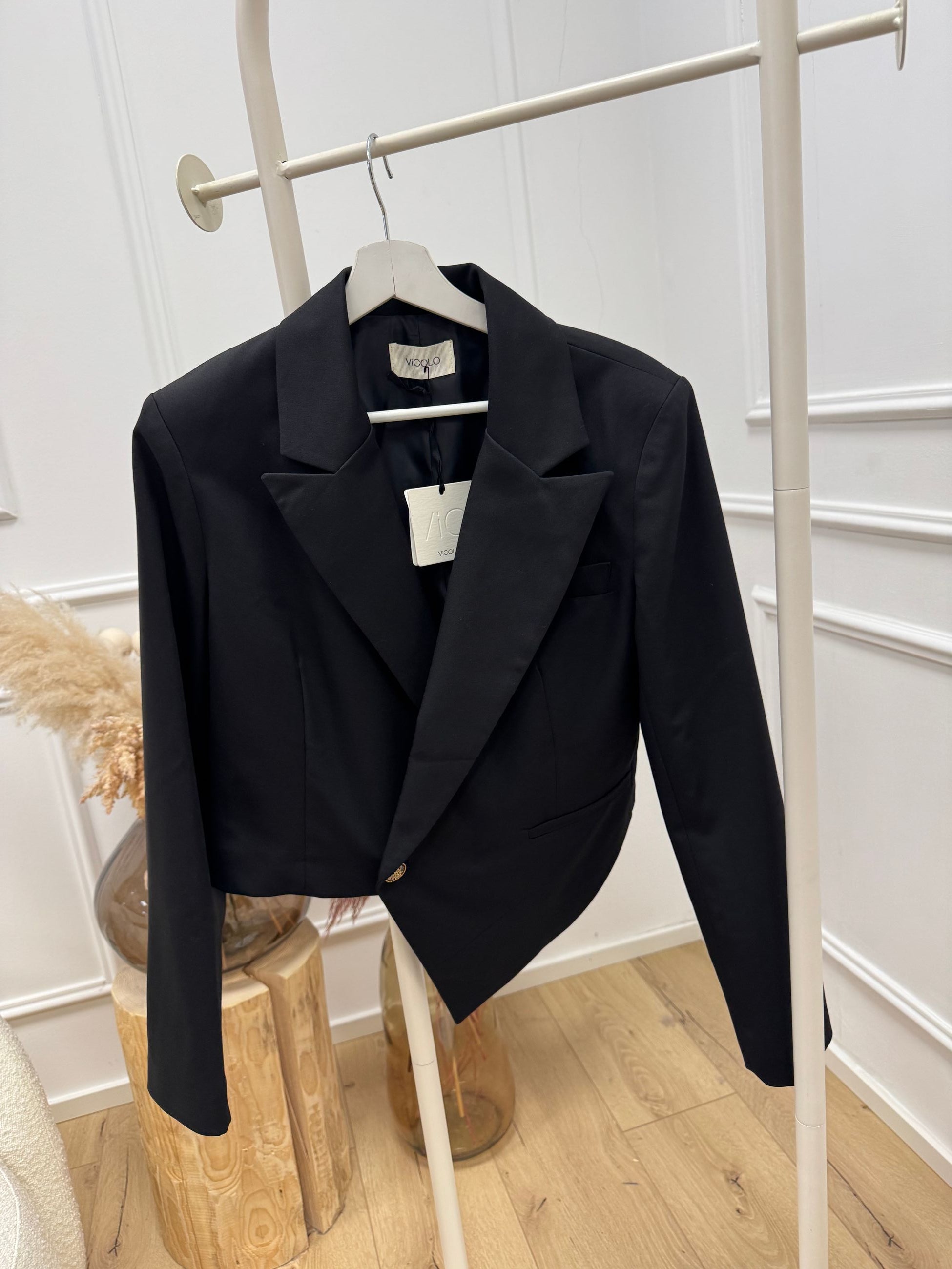 Giacca cropped nera taglio irregolare - Vicolo