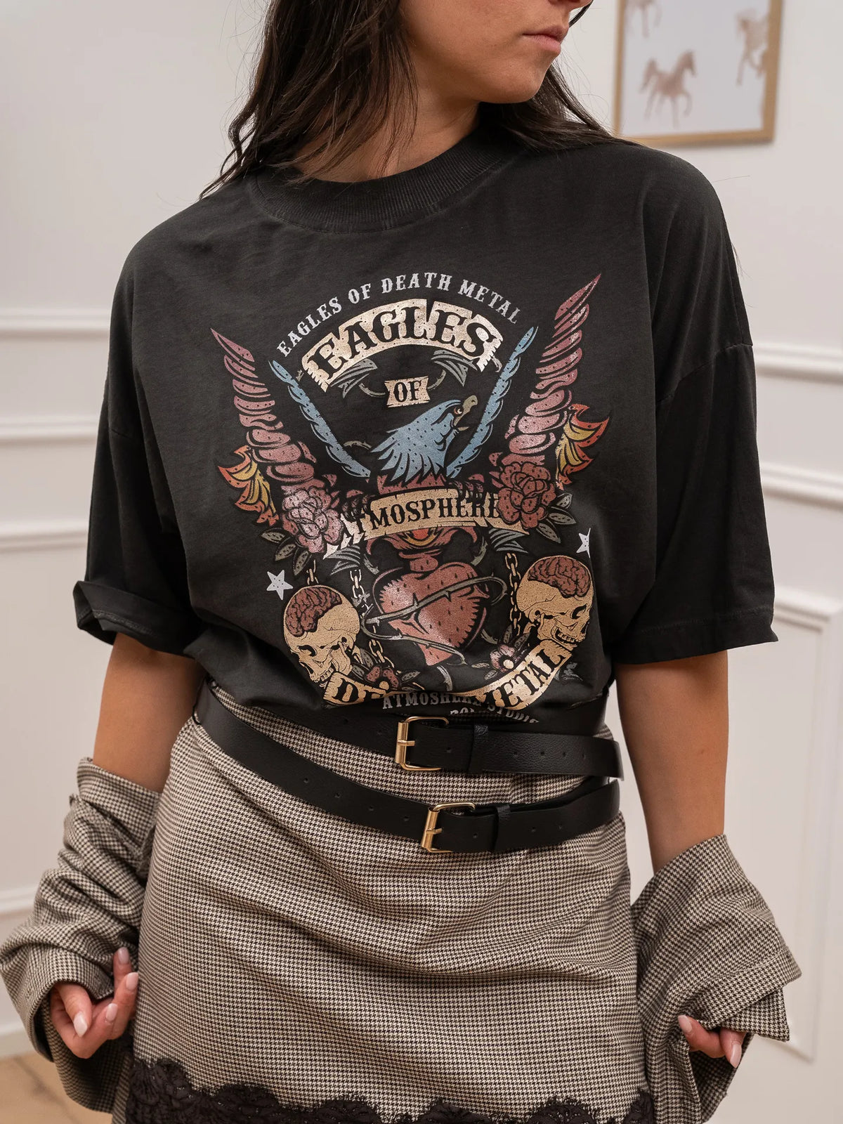 T shirt grigia stampa Eagles - HaveOne