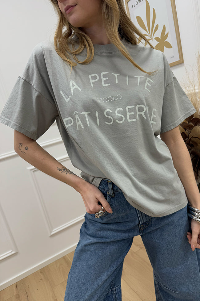 T shirt grigia stampa Patisserie polvere - Vicolo