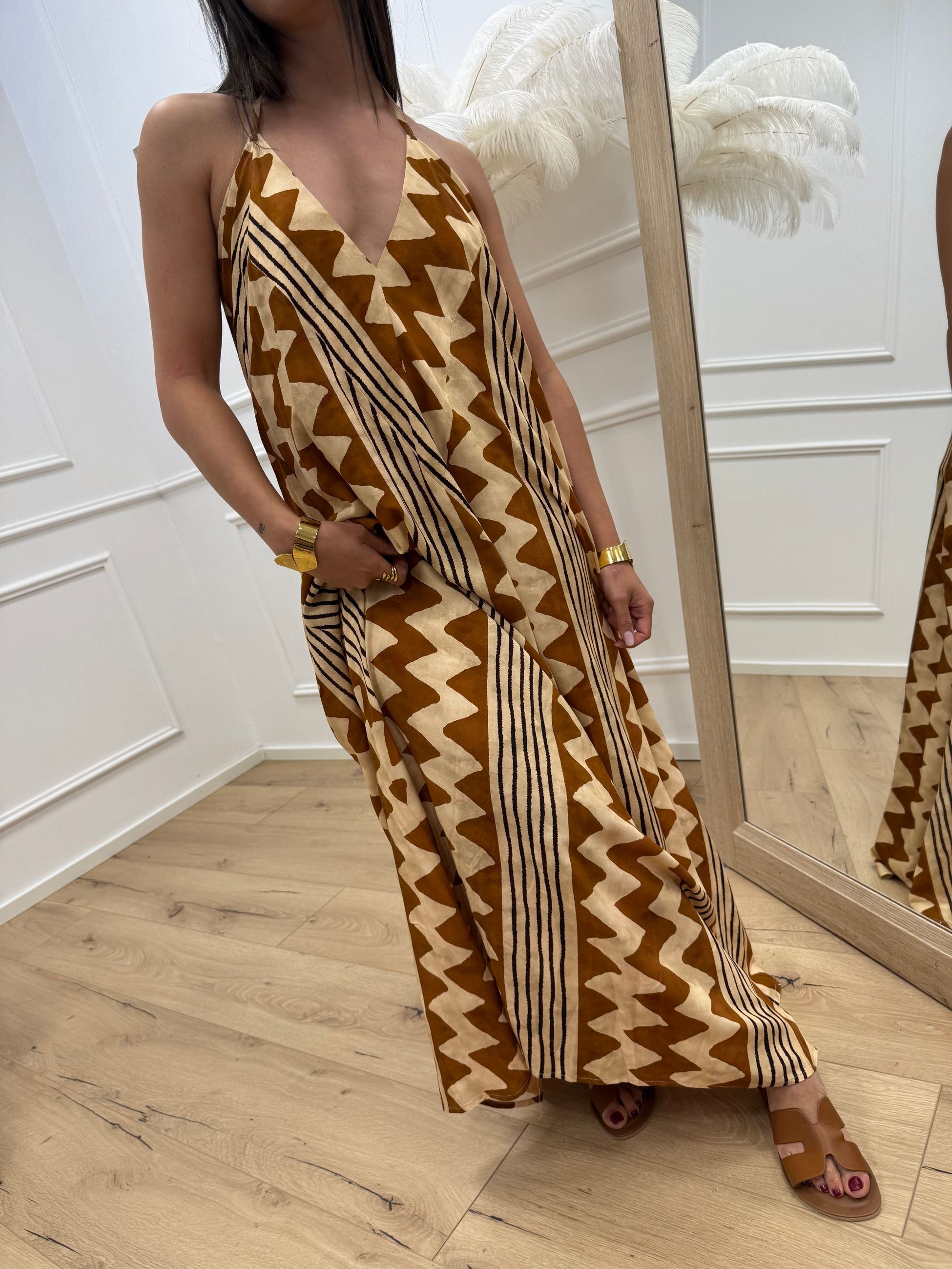 Vestito lungo scollo america Bali bruciato - HaveOne