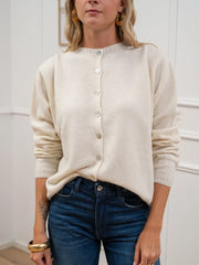 Cardigan panna scollo coreana con bottoncini - Kontatto