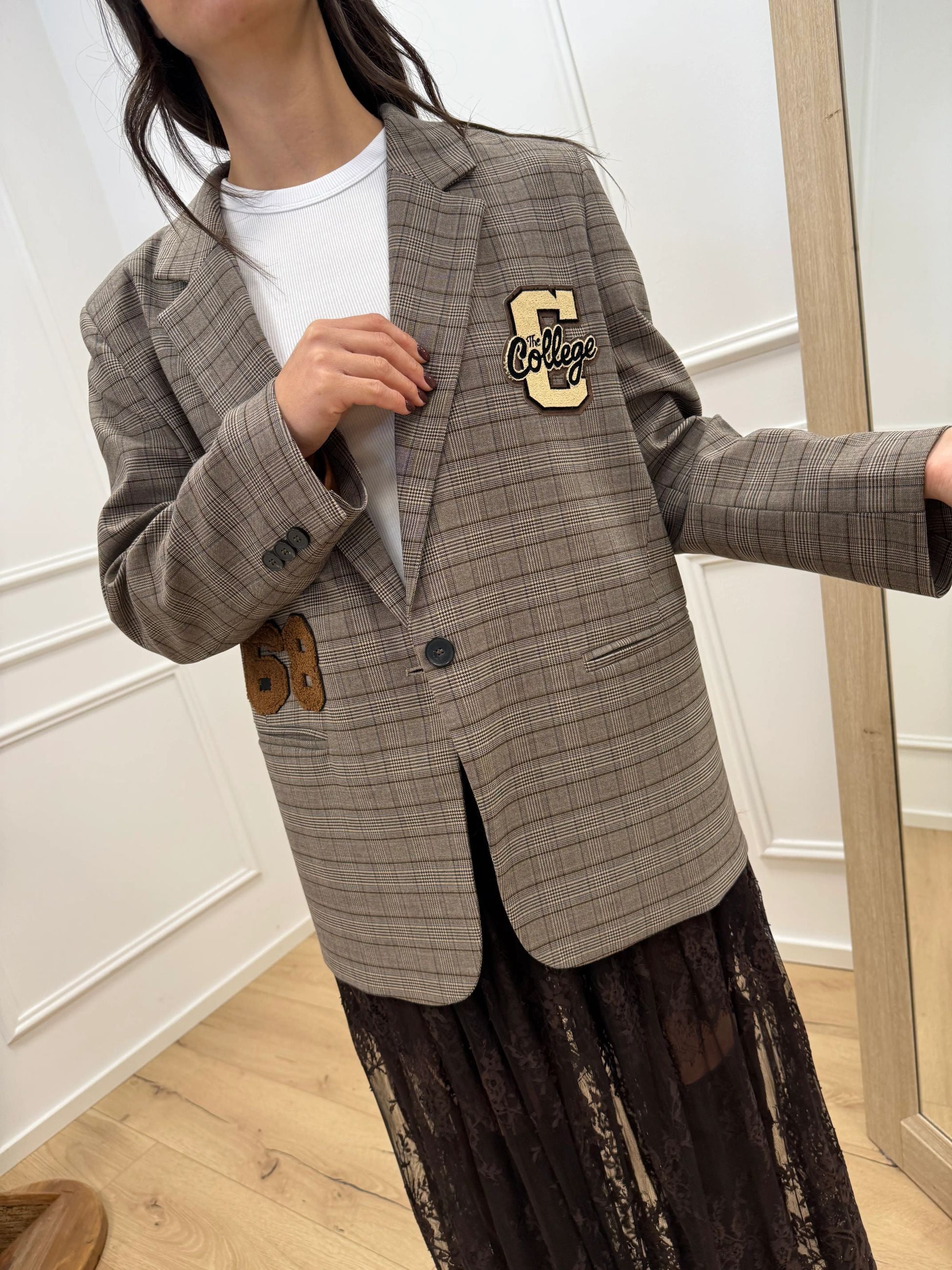 Giacca principe di galles patch teddy - Vicolo