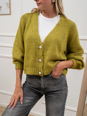 Cardigan olio tre bottoni gioiello - HaveOne