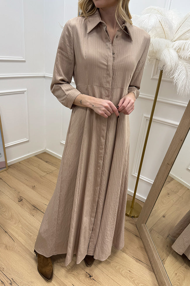 Vestito chemisier sabbia rigato - SoAllure