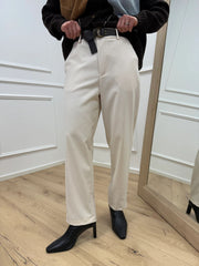 Pantaloni basic burro a sigaretta con cintura - HaveOne