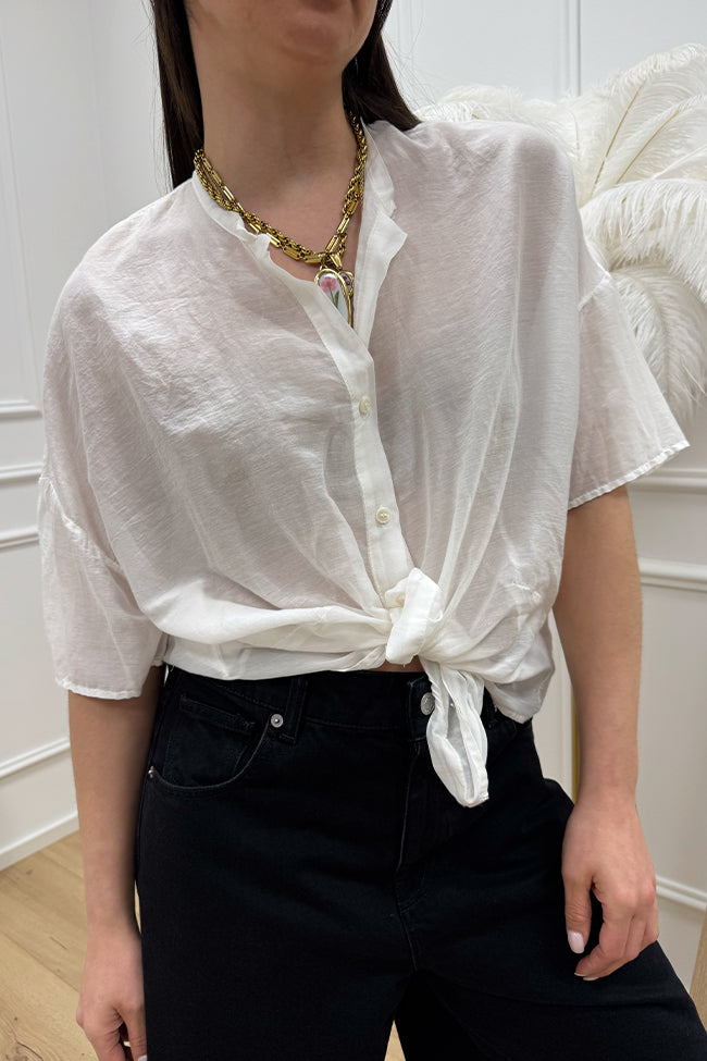 Camicia in mussola bianca con nodo - Vicolo