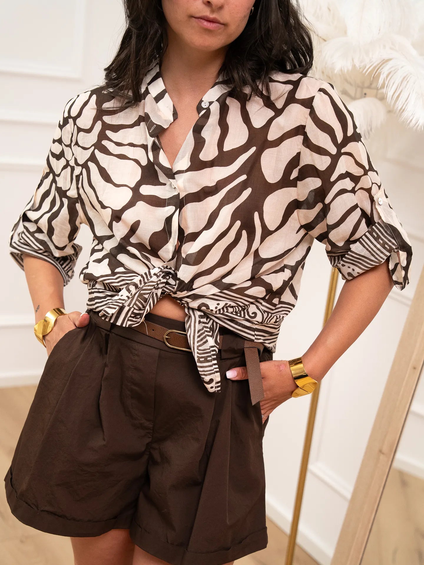Camicia in lyocell burro e moro - HaveOne