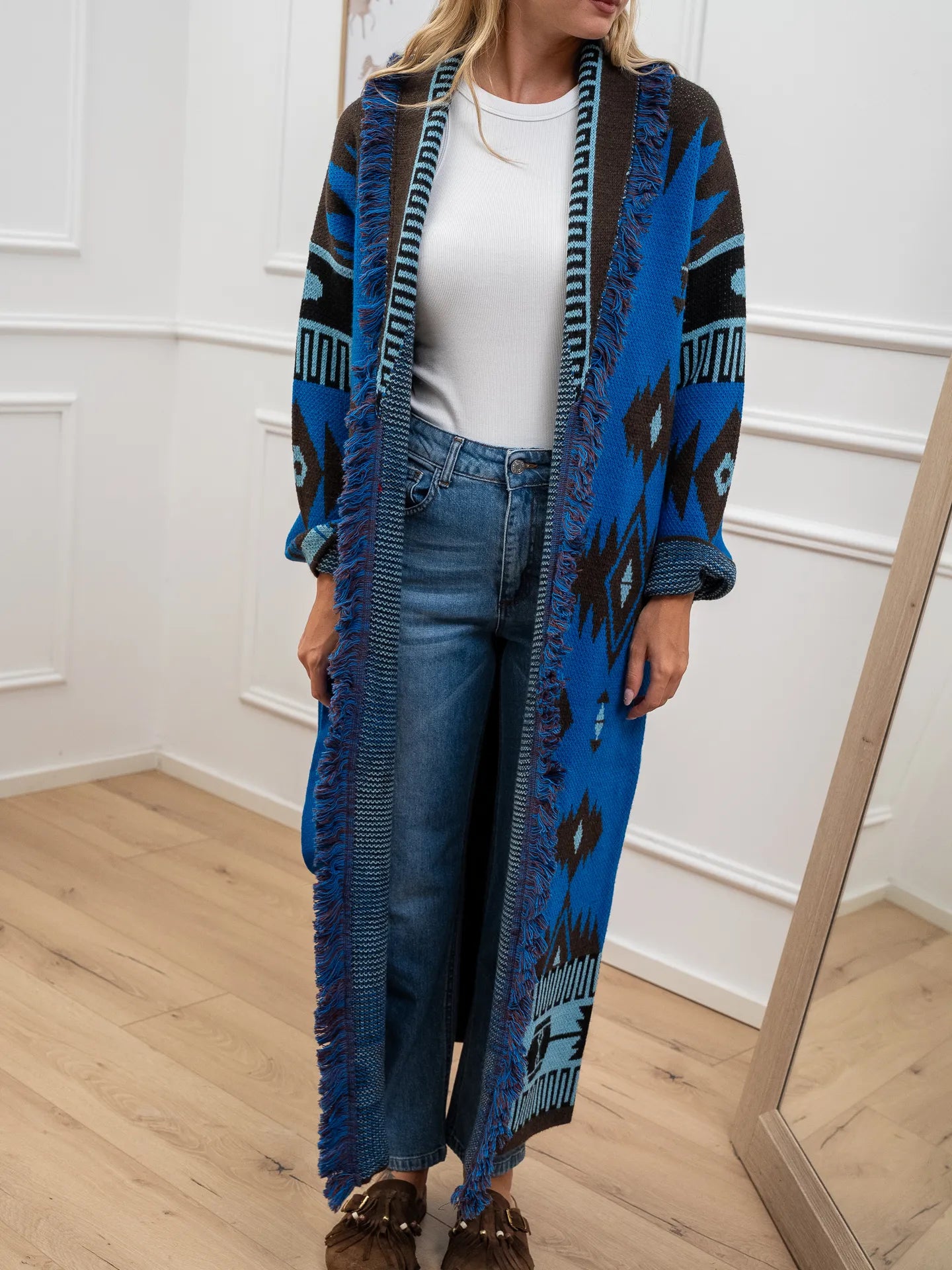Cardigan lungo etnico blu - Vicolo