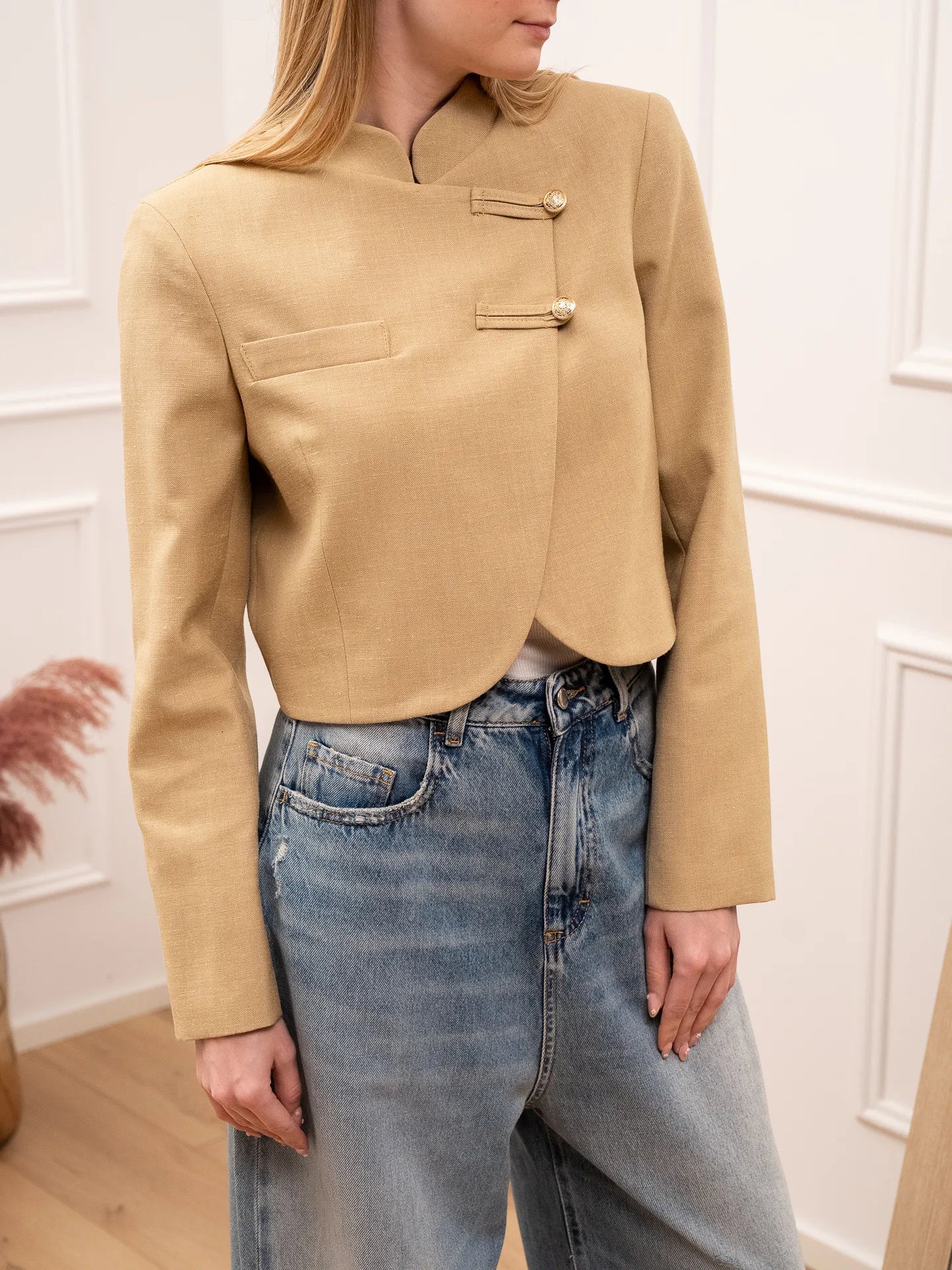 Giacca crop oro misto lino - Vicolo