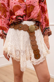 Gonna mini in pizzo burro taglio asimmetrico - HaveOne