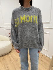 Maglia girocollo St.Moritz grigio e lime - HaveOne