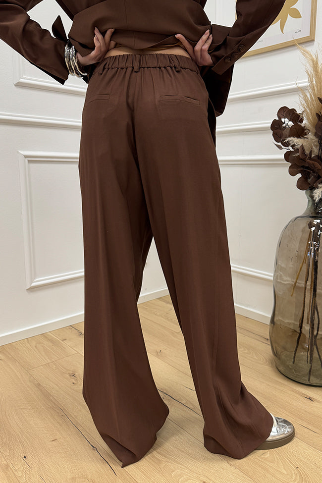 Pantaloni palazzo cioccolato con elastico - SoAllure