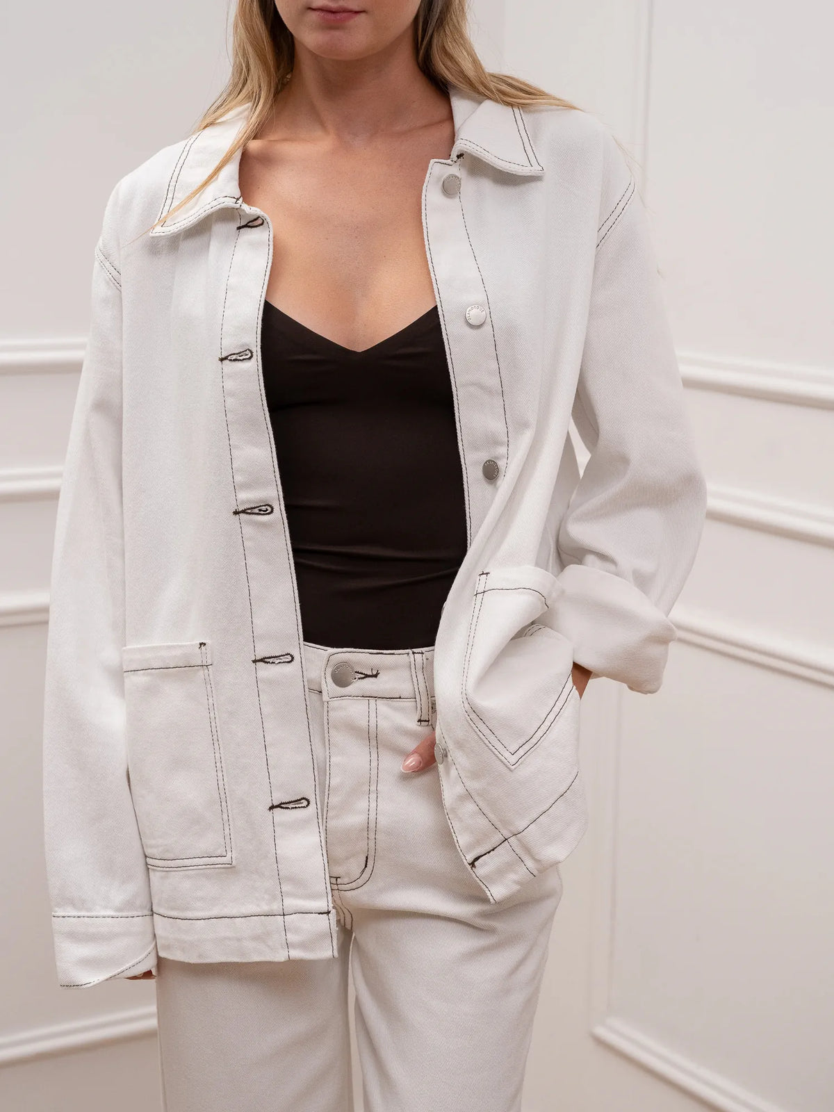 Camicia denim Jordan con cuciture moro - Glamorous