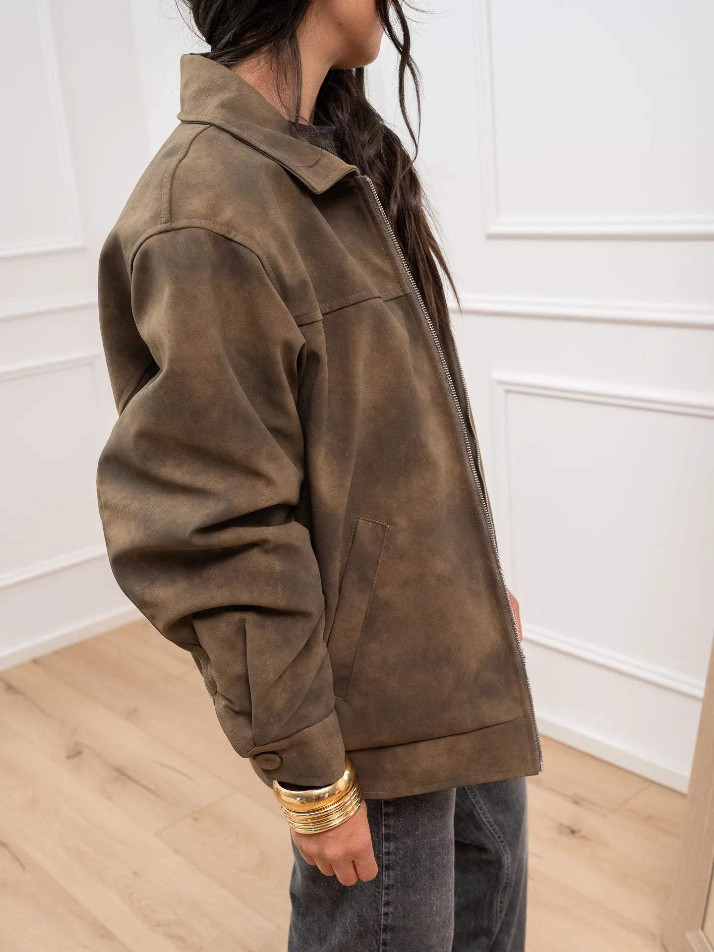 Giacchetto aviatore in suede militare - HaveOne