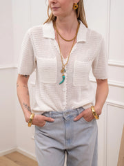 Camicia traforata bianca a mezza manica - Glamorous