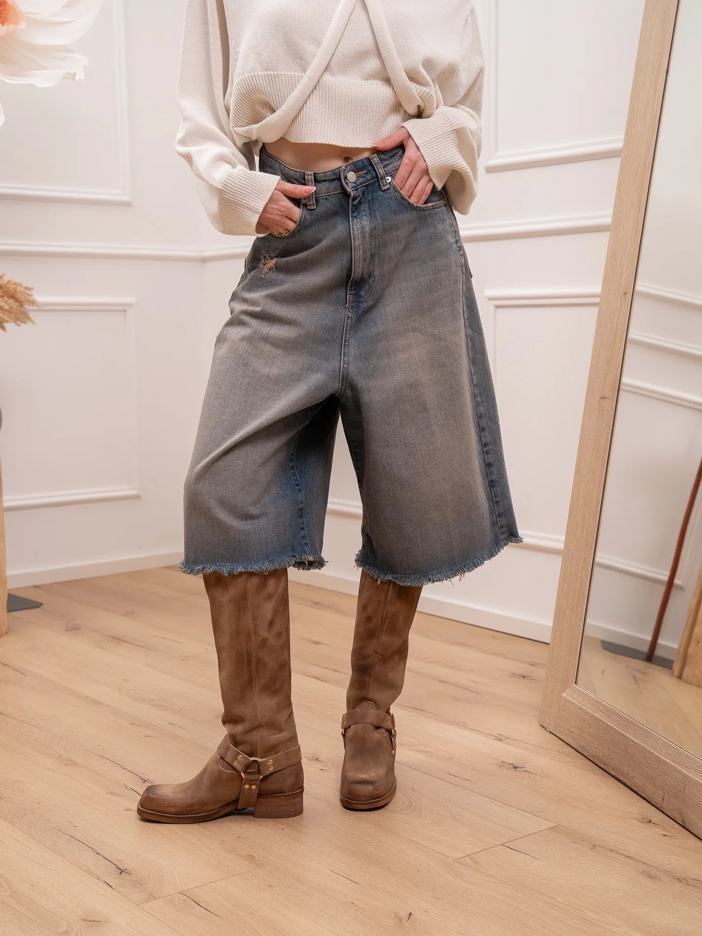 Bermuda Carola in denim sabbiato - Vicolo