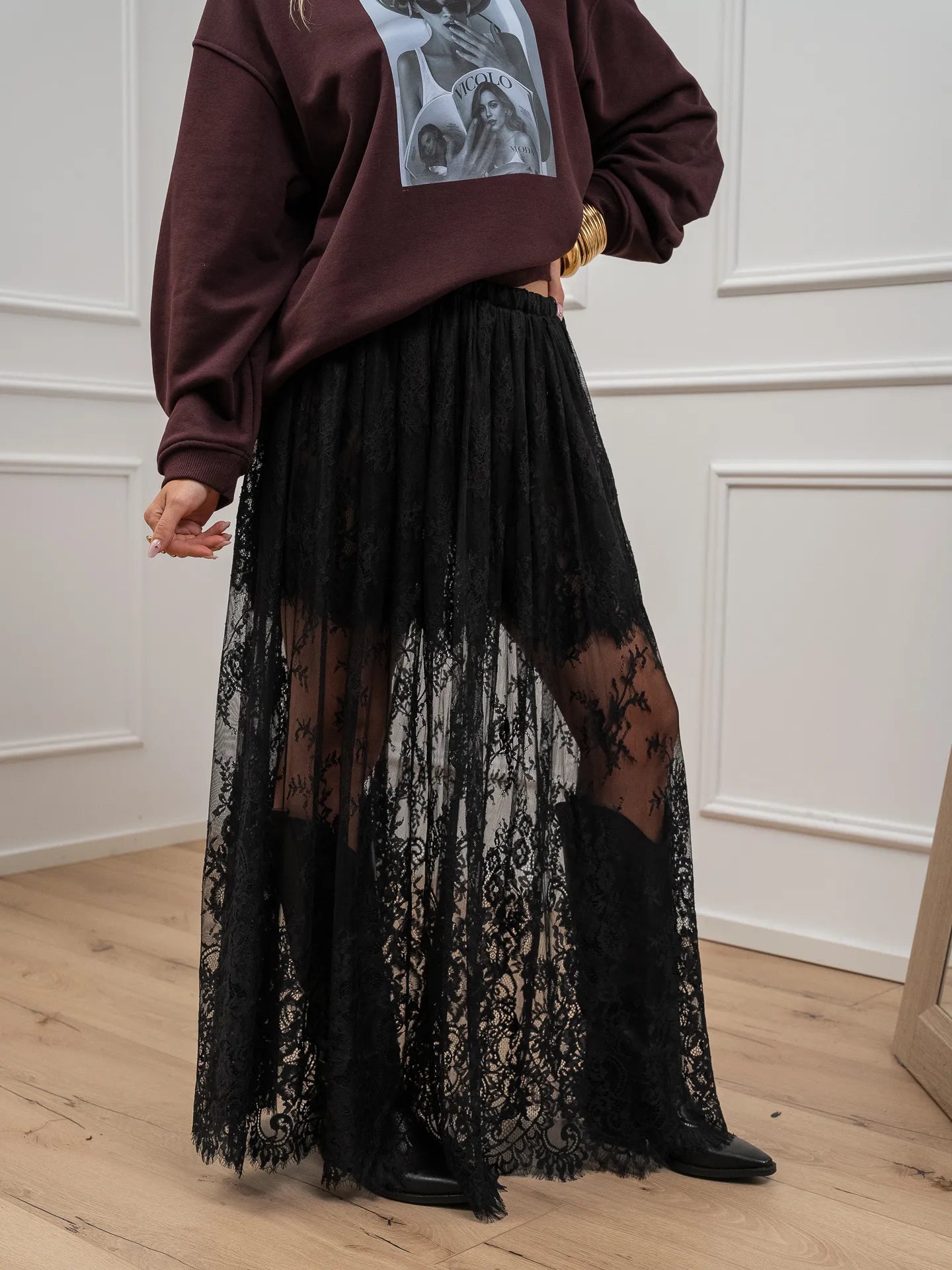 Gonna lunga in pizzo nera - Vicolo