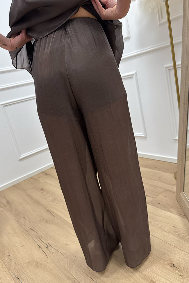 Pantaloni palazzo moka velato - Dixie