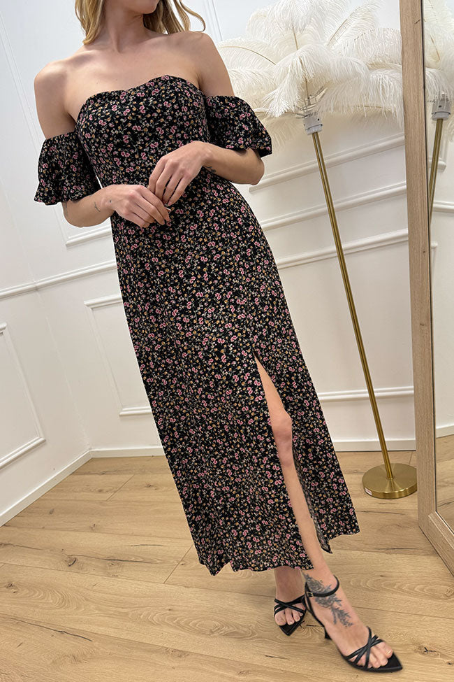 Vestito Clotilde nero scollo bardot - Vicolo