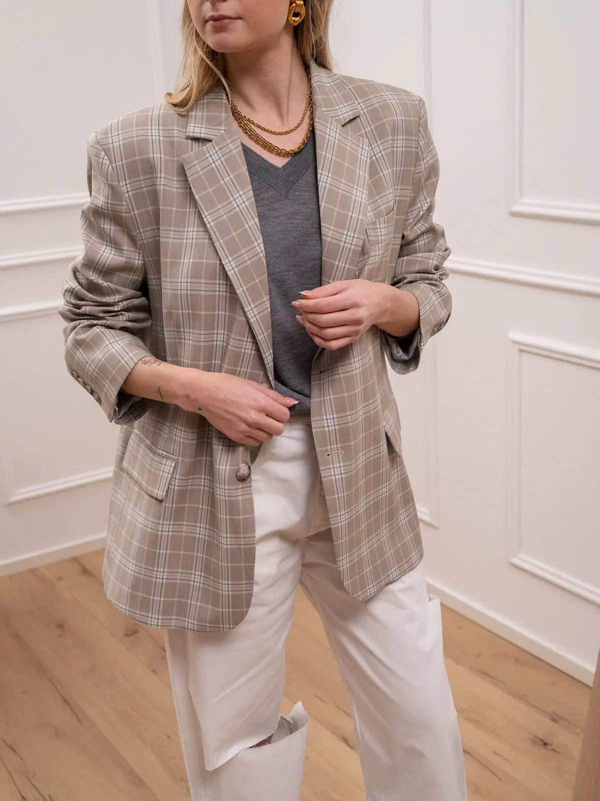 Giacca Ludo tortora quadro celeste - Vicolo