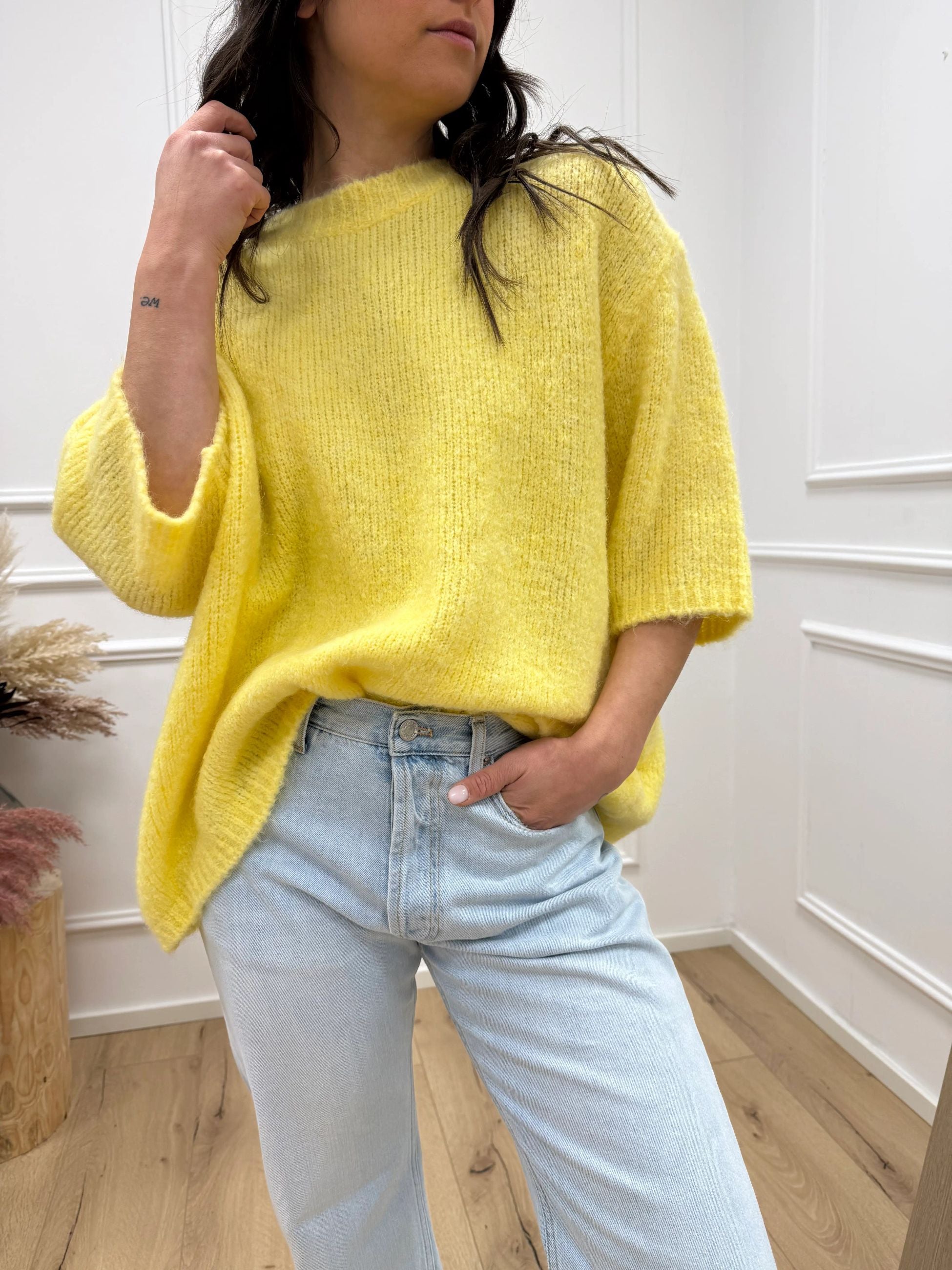 Maglia manica 3/4 girocollo gialla - HaveOne