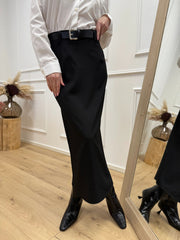 Gonna longuette nera con strass nero - HaveOne