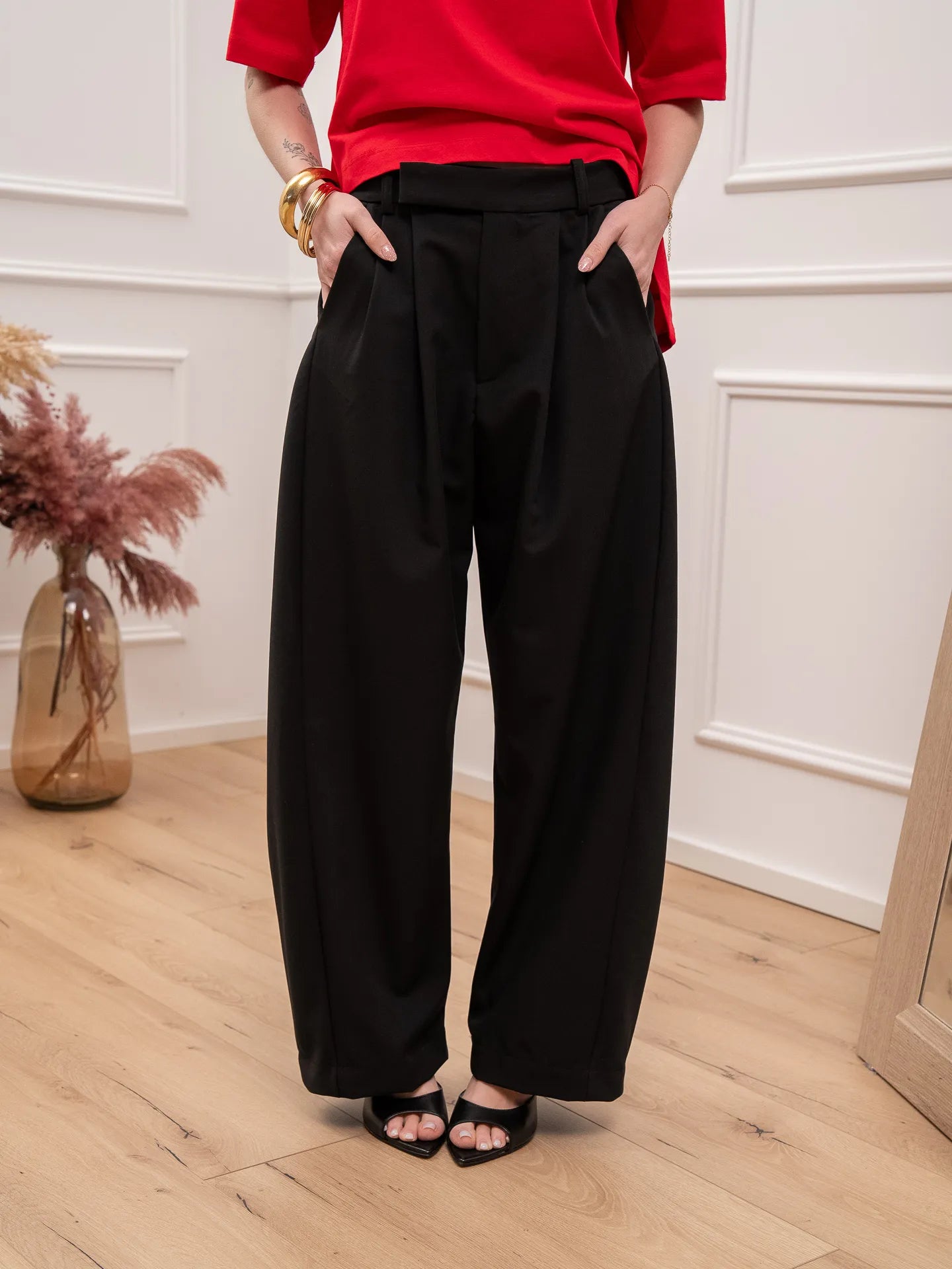 Pantaloni Manny neri con pinces - Dixie