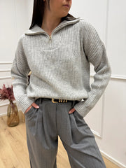 Maglia perla filo lamè oro con zip - HaveOne
