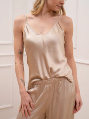 Top in raso beige spalline sottili - HaveOne