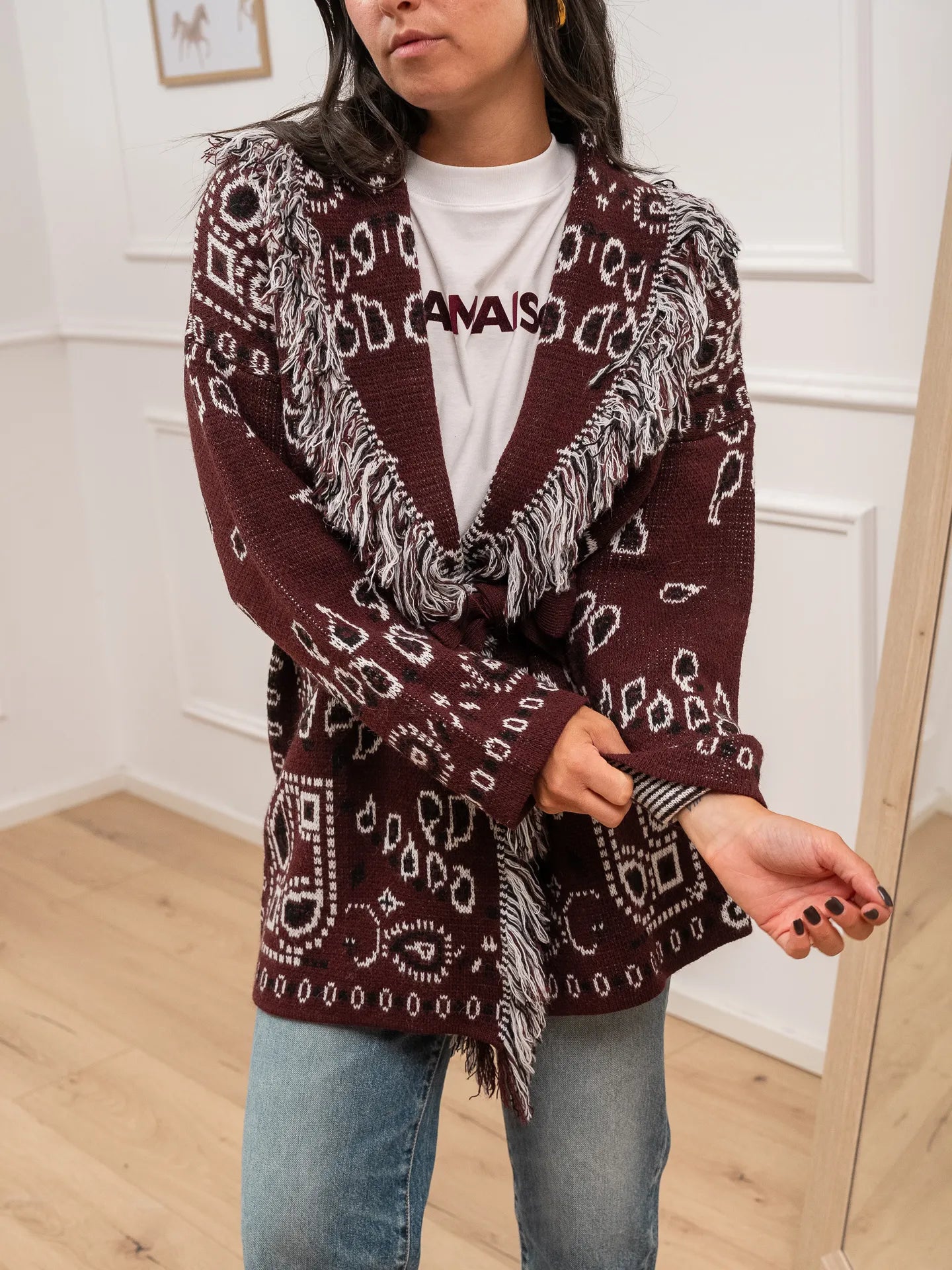 Cardigan alanui bandana bordeaux Vicolo –1