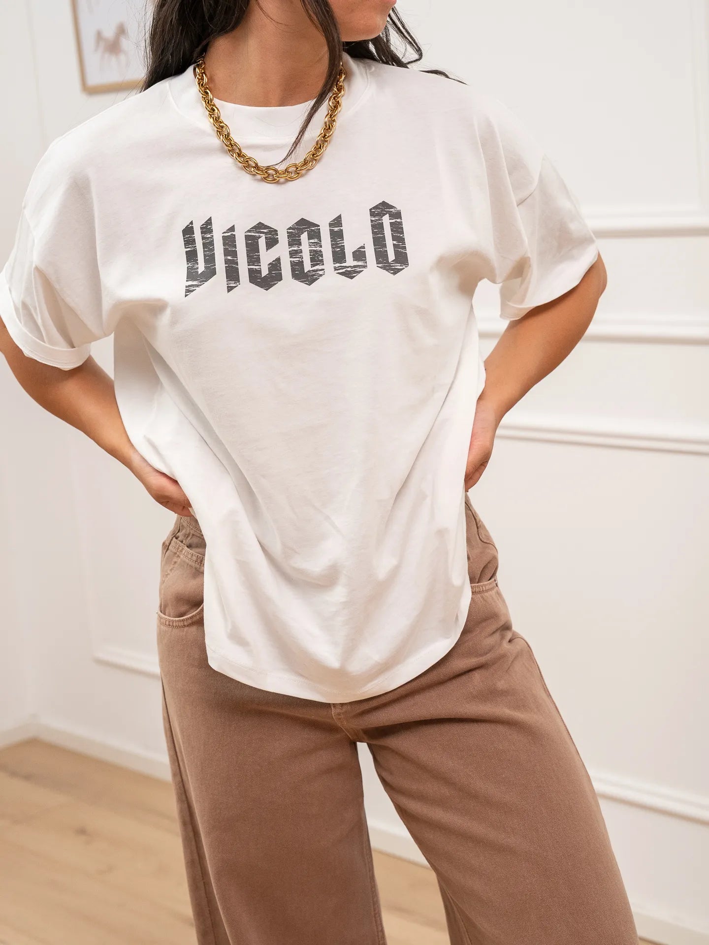 T shirt bianca logo invecchiato - Vicolo