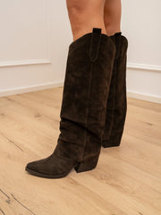 Stivale texano balza scamosciato moro - Divine Follie