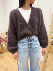 Cardigan kid mohair moro con bottone laterale - Dixie