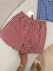 Pantaloncini bottoncini vichy rosso - Vicolo