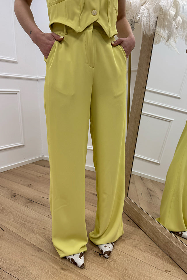 Pantaloni limone in cady con elastico - Dixie