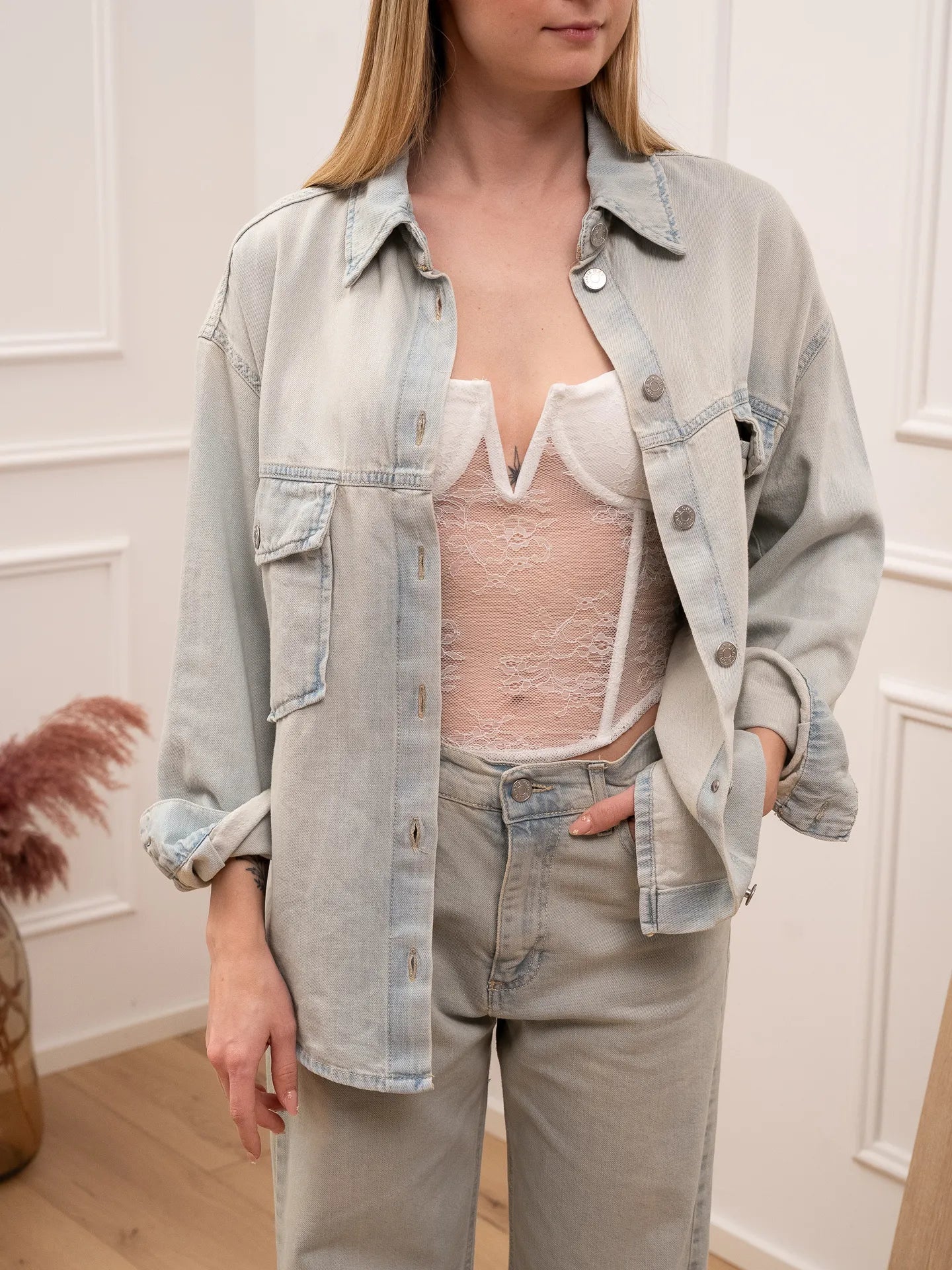 Camicia oversize denim chiaro vintage - HaveOne