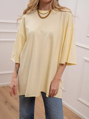 T shirt over giallo burro bordi con ricciolo - Vicolo