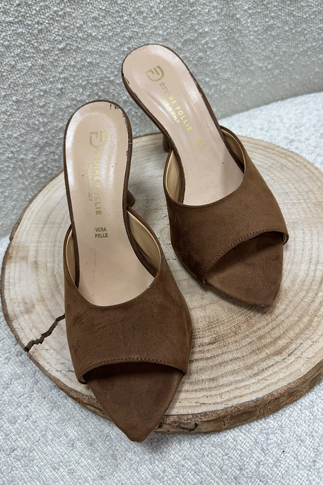 Sandali sabot cuoio scamosciati in pelle - Divine Follie