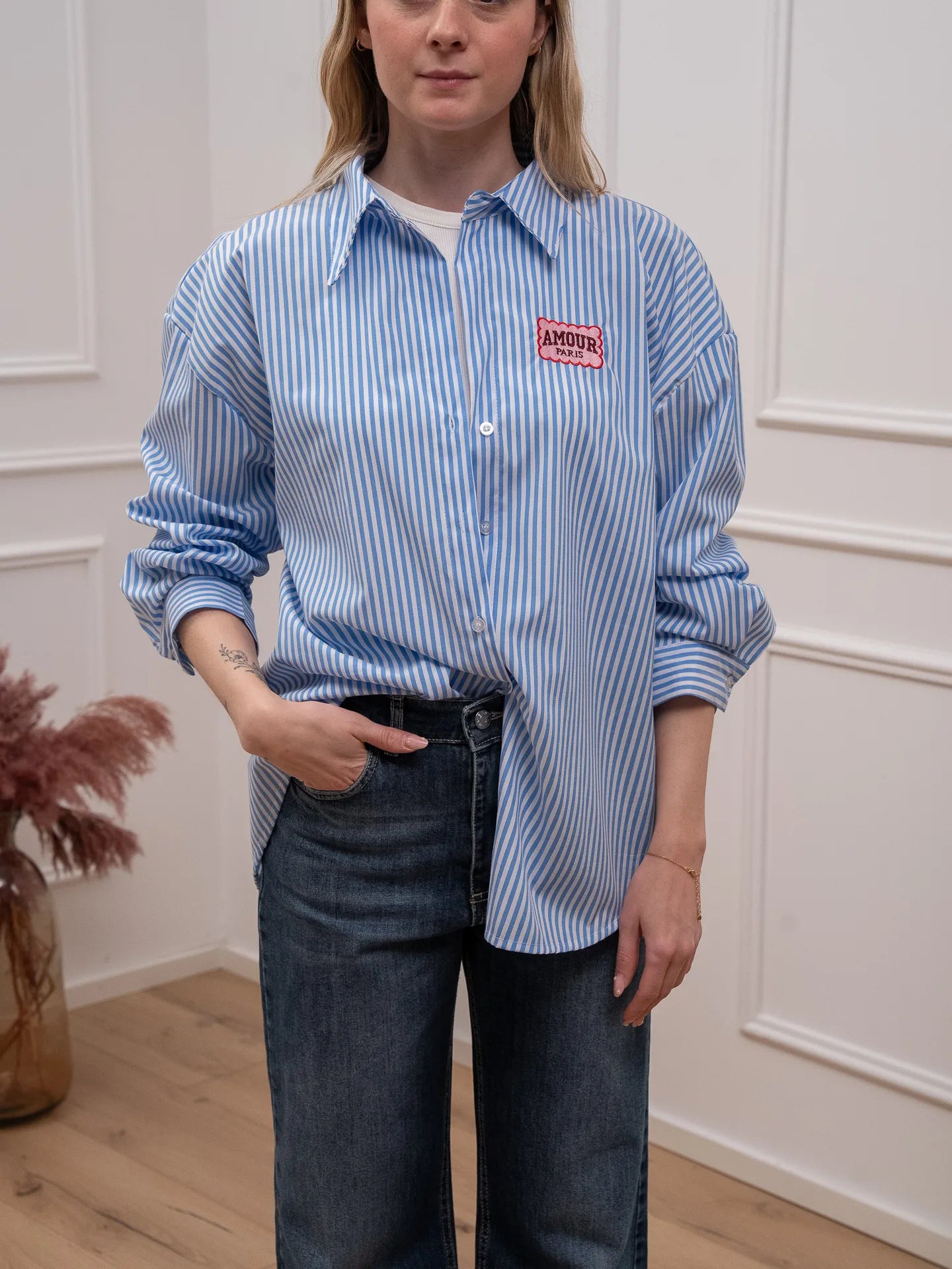 Camicia Amour riga celeste - Crispy