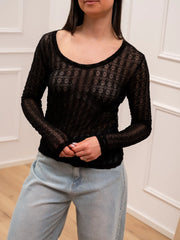 Maglia in pizzo nera scollo rotondo - You Decide