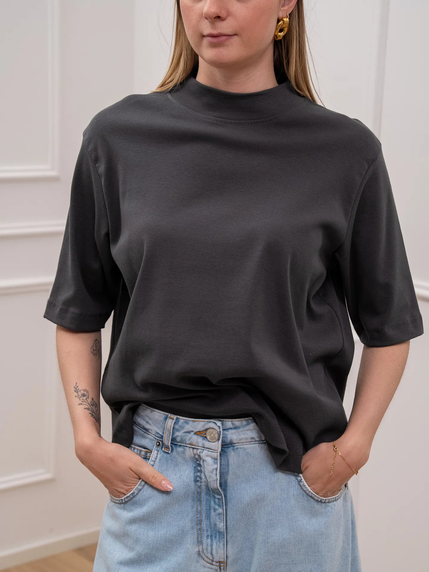 T shirt cotton grigio fumo - Calibro Shop