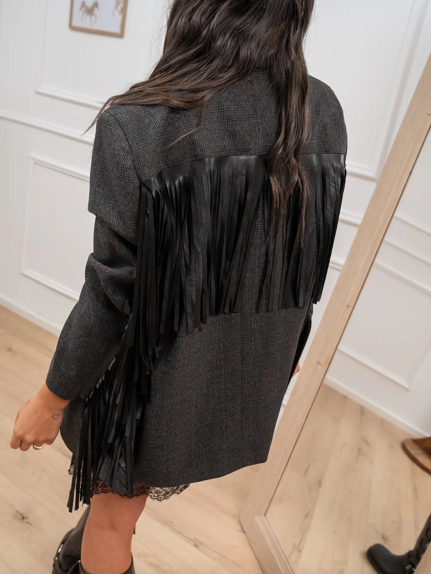 Giacca West grigia con frange - Vicolo