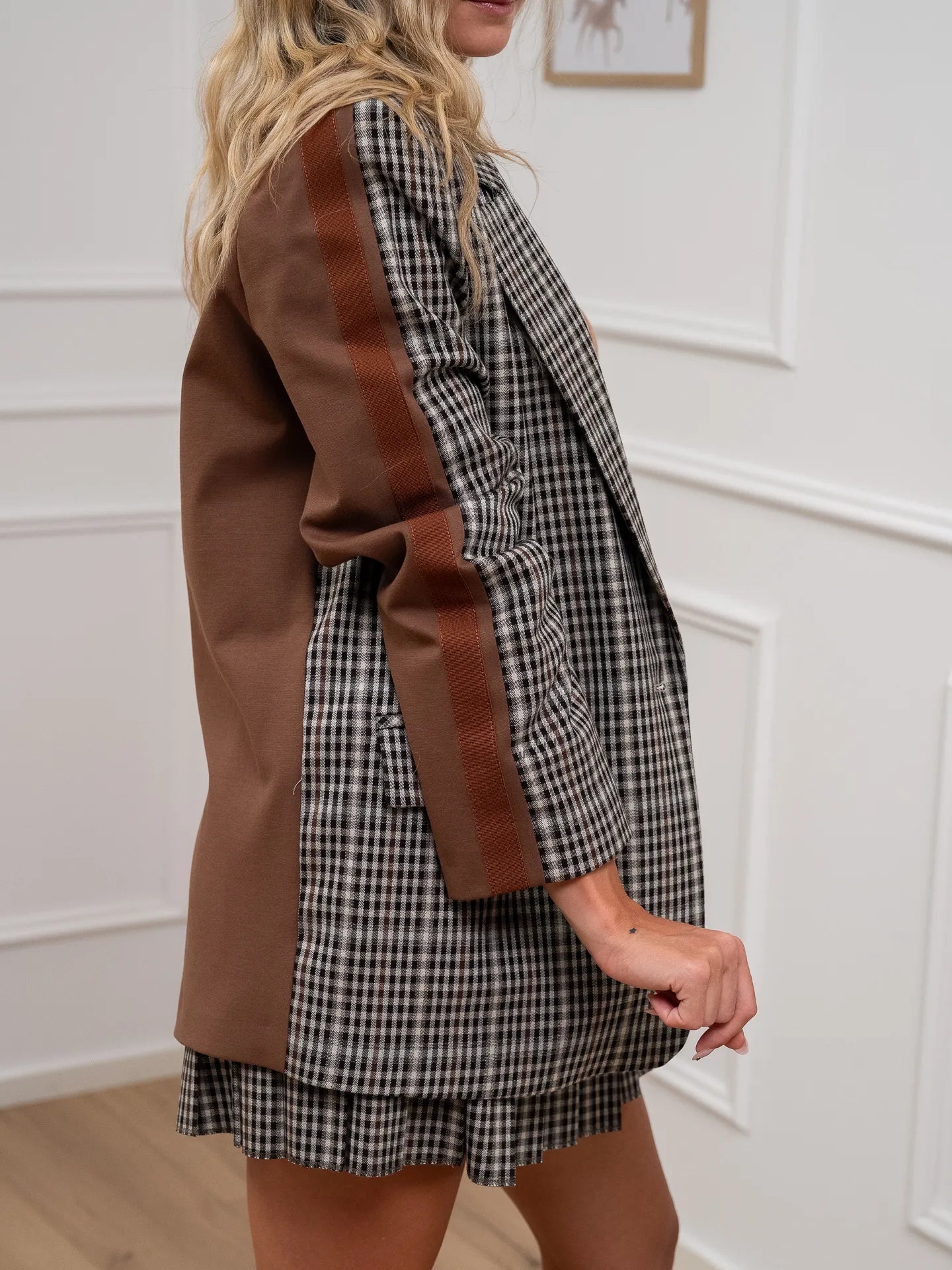 Giacca over fantasia quadri patch bande - Kontatto