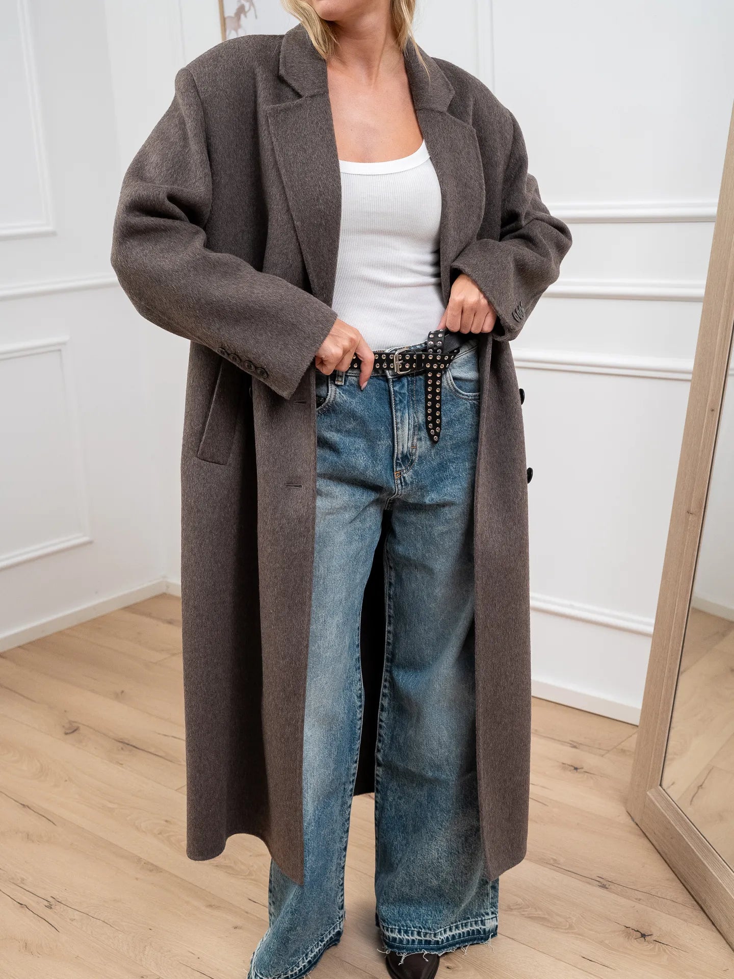 Cappotto lungo fango mélange doppiopetto - Vicolo