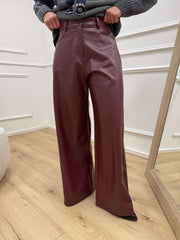 Pantaloni Giusy bordeaux ecopelle martellata - Tensione In